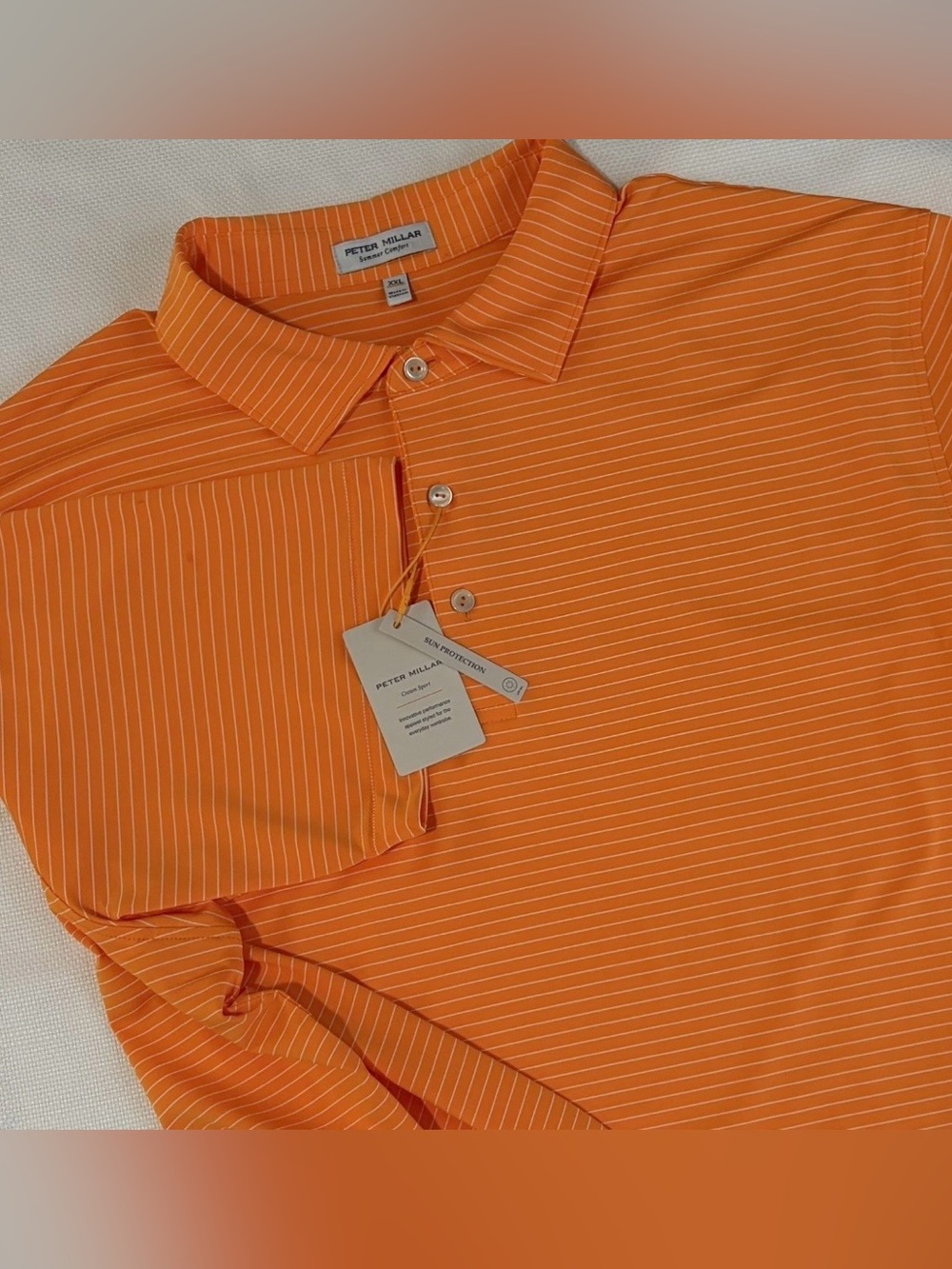 Peter Millar Tesseract Performance Jersey Polo Summer Comfort Orange XXL NWT